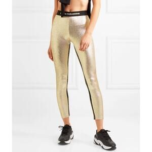 Paco Rabanne Metallic Gold Stretch-Jersey Leggings